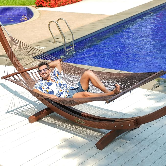 Lazy Daze Hammocks 10.5 FT Double 2 Person Caribbean Rope Hammock, Hand Woven - Image 9