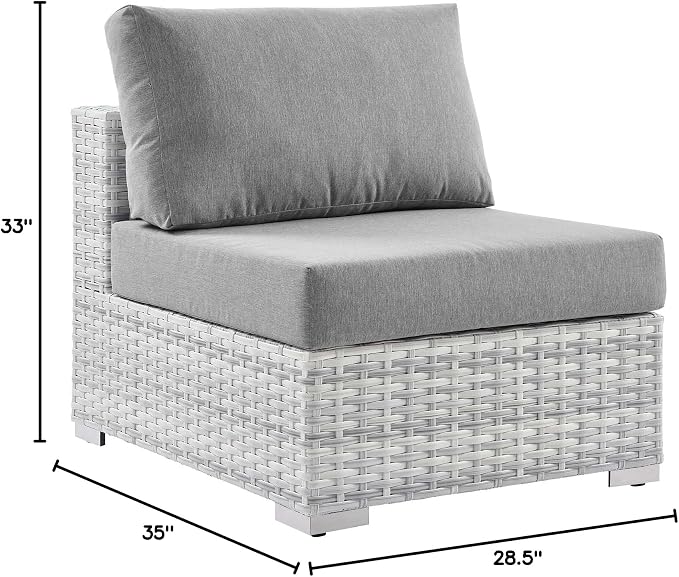 Modway Convene Wicker Rattan Outdoor Patio Armless Chair in Light Gray Gray - Image 3