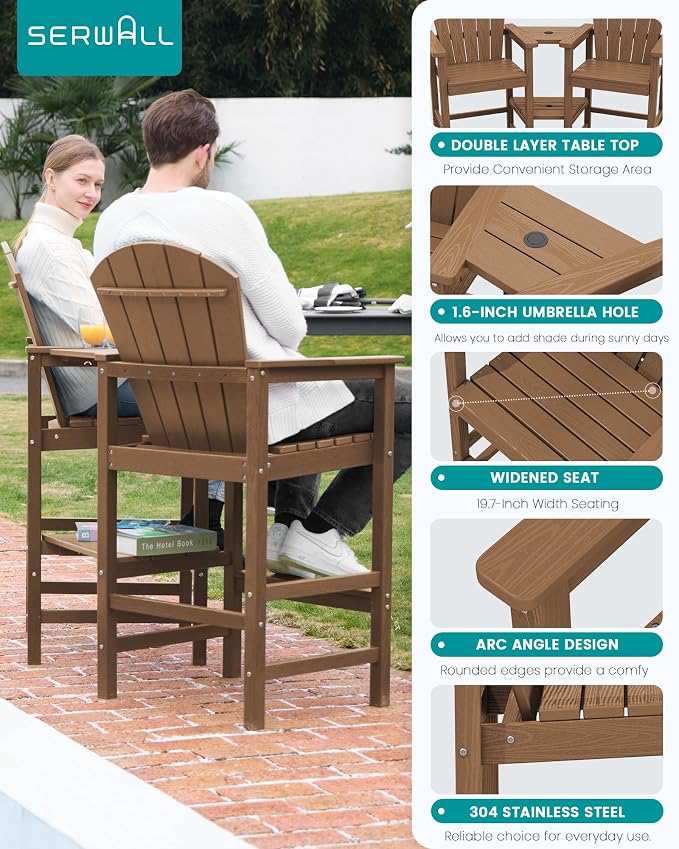 SERWALL Tall Adirondack Chairs Set of 4 - Image 4