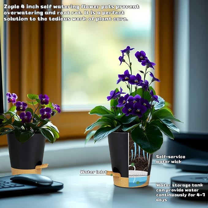 12 Pack 4 Inch Self Watering Plant Pots - Image 4