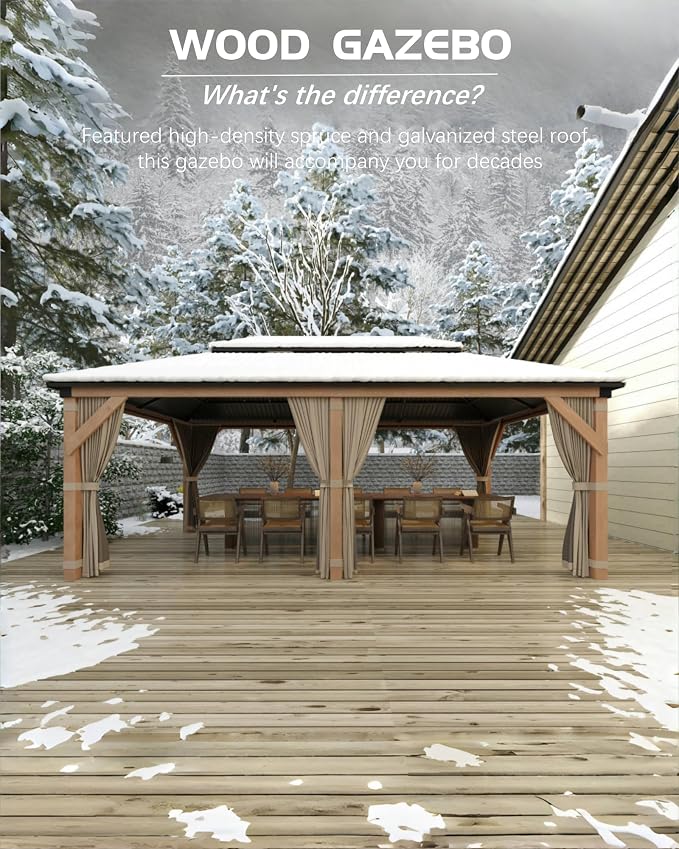 GarveeLife Hardtop Wood Gazebo 12 ft x16 ft - Image 6