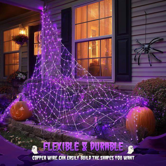 JMEXSUSS 2 Pack Solar Fairy Lights Outdoor, 33ft 100 LED Purple Christmas Lights - Image 9