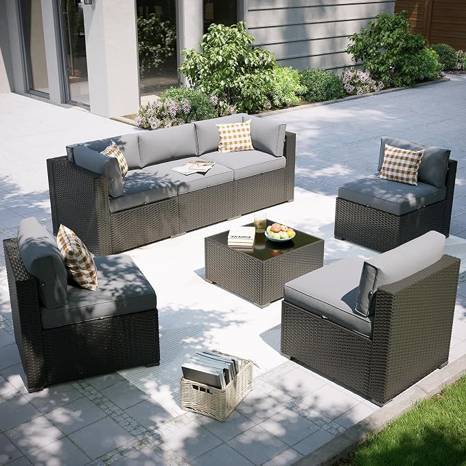 Aoxun Patio Furniture Set, 7 Piece Outdoor Sectional Sofas by Aoxun