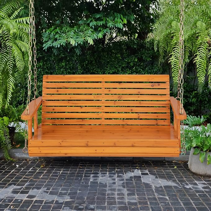 Giantex Wooden Porch Swing 2 Seat - Image 5