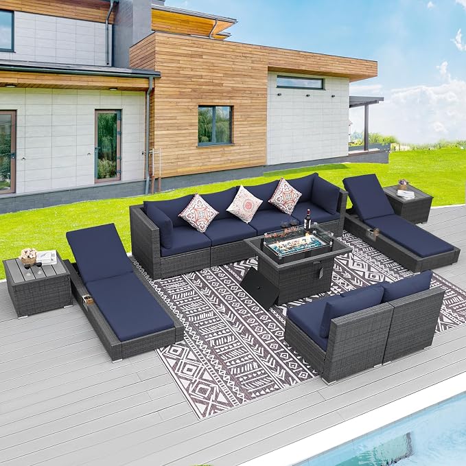 BULEXYARD 11 Piece Large High Back Outdoor Patio Furniture Sets by BULEXYARDFURNITURE