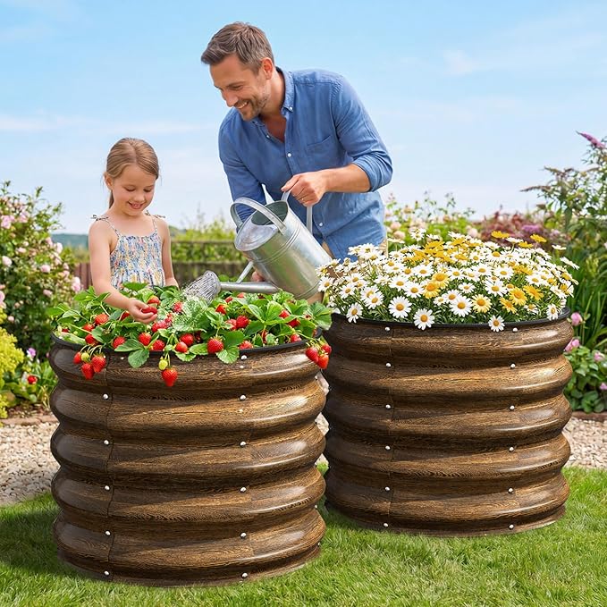 Kesfitt Round Metal Raised Garden Bed, 18-Inch Deep Galvanized Steel Garden Bed - Image 8