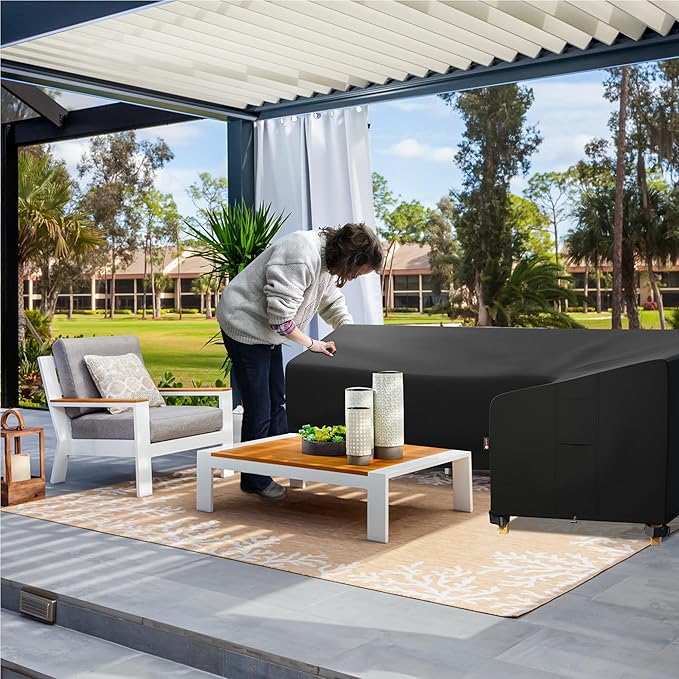 iBirdie Outdoor Sectional Cover fit 112" x 112", Waterproof Weatherproof 600D - Image 7