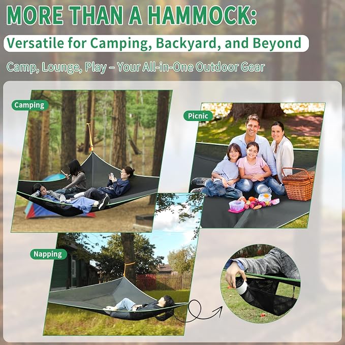 LUKETURE Triangle Camping Hammock, 10ft Multi Person Hammocks Max 1100 lbs - Image 6