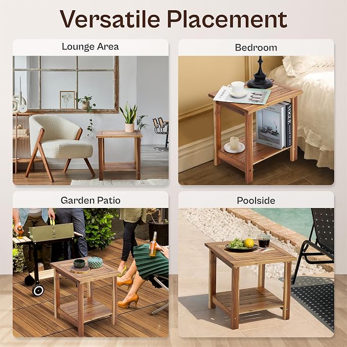 2-Tier Adirondack Side Table – Weather Resistant Wooden End Table, Rectangular - Image 5