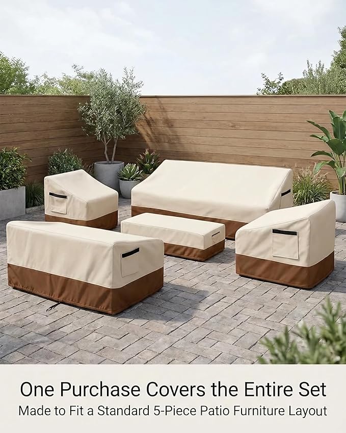 5 Piece Patio Furniture Cover Set, Waterproof Outdoor Furniture Covers - Image 5