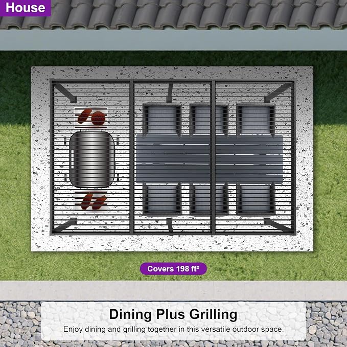 PURPLE LEAF Louvered Pergola 11' x 18' Aluminum Outdoor Pergola - Image 9