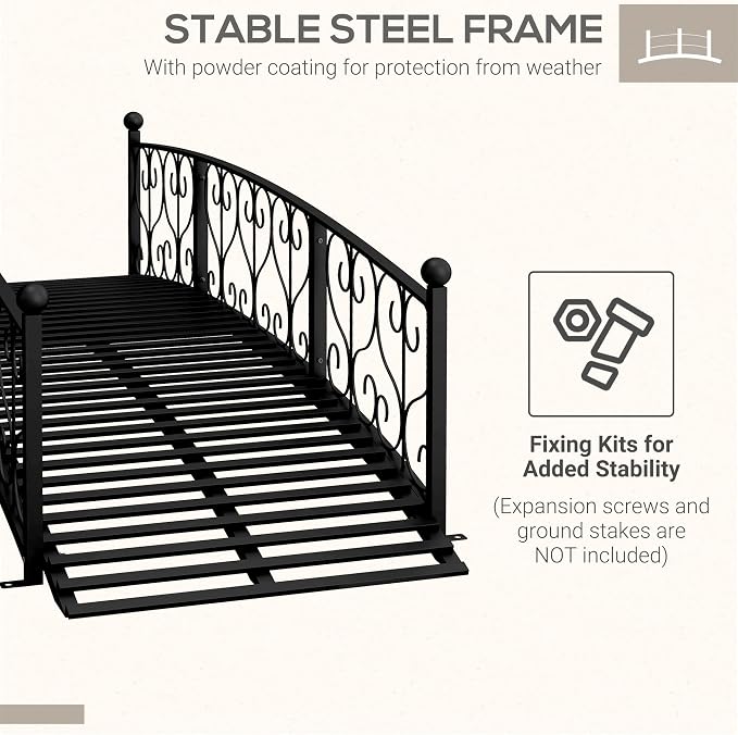 Outsunny 7' Metal Arch Garden Bridge - Image 5