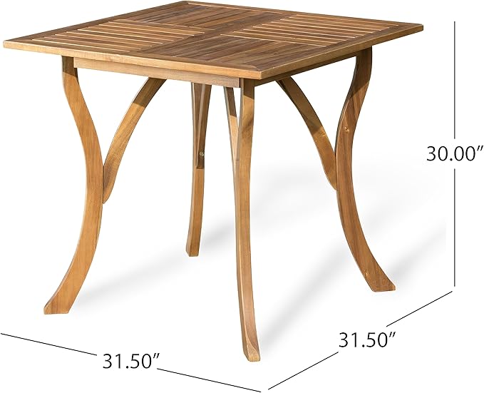 Christopher Knight Home Hermosa Acacia Wood Dining Set, 5-Pcs Set, Teak Finish - Image 5