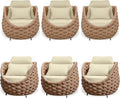 TWT 6 Pieces Patio Sofas, All-Weather Teslin Rope Balcony Furniture by TWT