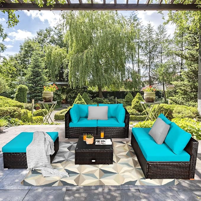 Tangkula 6 Piece Patio Furniture Set, Outdoor Deck Lawn Backyard Durable Steel - Image 4