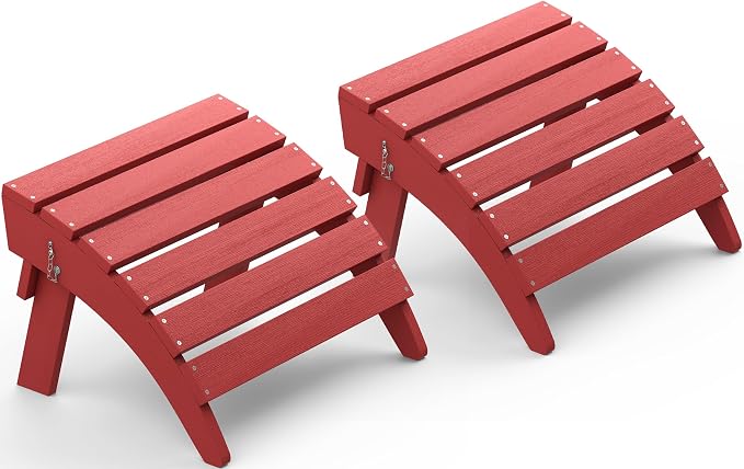 SERWALL Folding Adirondack Chair Footstools Set of 2, Adirondack Ottomans by SERWALL