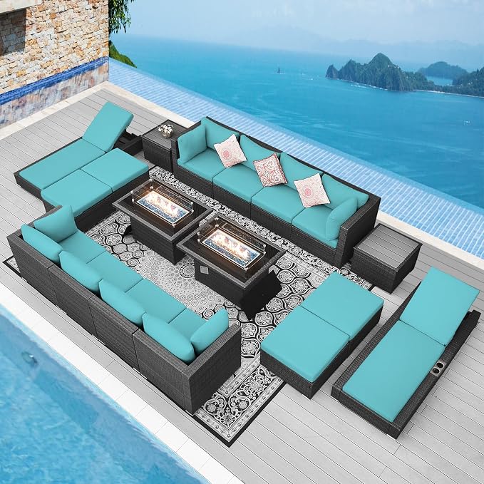 NICESOUL 18 Piece Extra Large Luxury Patio Furniture Set by NICESOUL