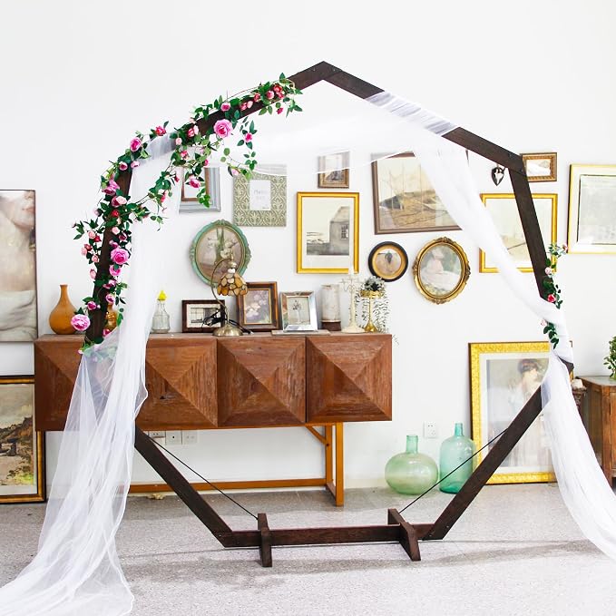 7FT Wedding Arch, Heptagonal Wood Arch - Image 6