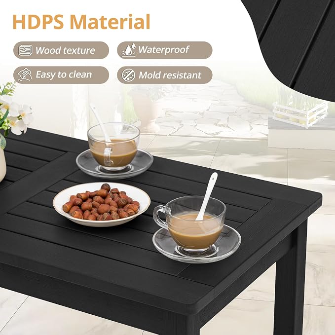 LUE BONA Outdoor Coffee Table Rectangle, HDPS Patio Coffee Tables - Image 5
