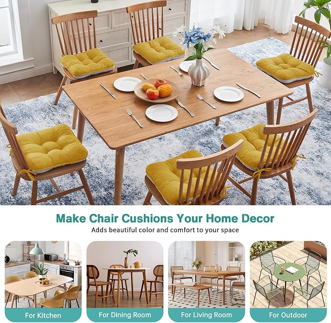 BETU Chair Cushions for Dining Chairs Set of 6, 3.5" Thick Kitchen Table Chair - Image 4