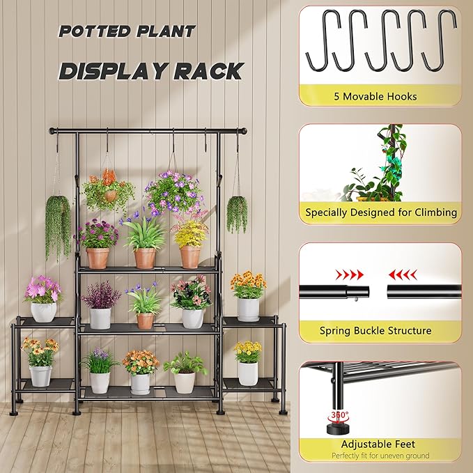 GIOTORENT 3-Tier Tall Metal Plant Stand Indoor Outdoor - Image 5