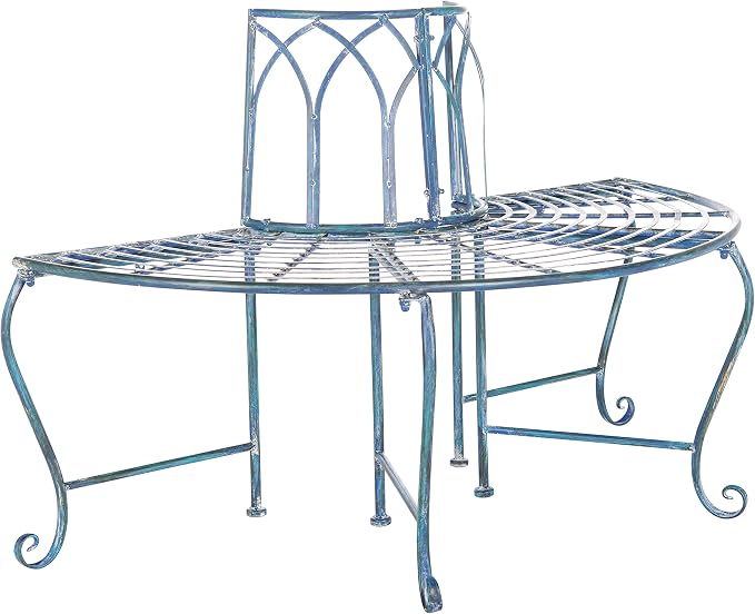 SAFAVIEH Outdoor Furniture Collection – Abia Antique Blue Distressed Wrought - Image 9