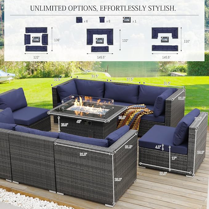 BULEXYARD 13 Piece High Back Patio Furniture Sets - Image 6
