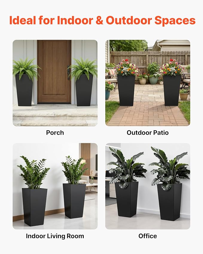VEVOR 30 inch Tall Planters for Outdoor Plants Set of 2, Modern Large Planters - Image 6