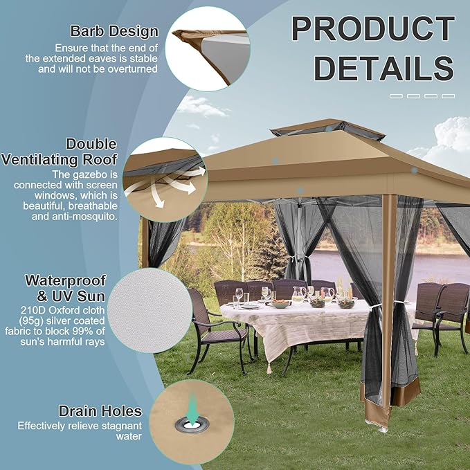 COBIZI 12x12 Pop up Gazebo on Clearance Canopy Tent, carpas para Patio - Image 3