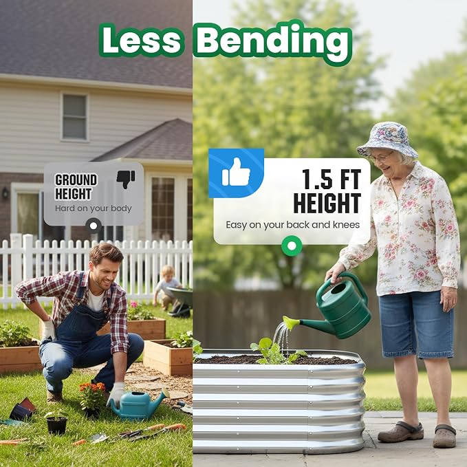 Quictent Raised Garden Bed Kit Oval Galvanized Metal Planter Box Tall - Image 3
