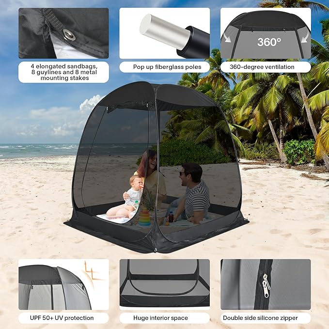 Alvantor® Screen House Gazebo, Pop Up Igloo Screened Canopy Tent - Image 5