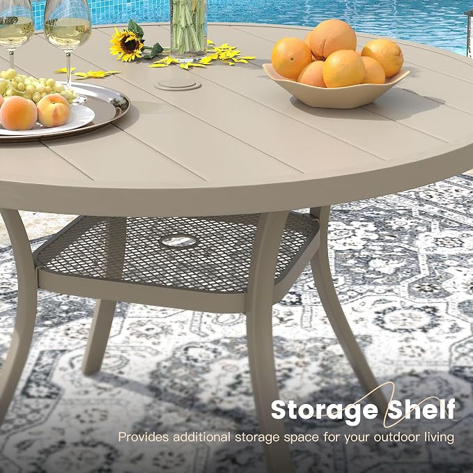 VICLLAX 7 Pieces Patio Outdoor Dining Set, 47.2" Round Metal Table - Image 8