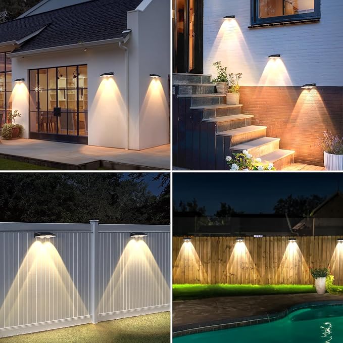 Solar Lights Outdoor Waterproof 4-Pack, Backyard LED Fence Lighting Outside - Image 7