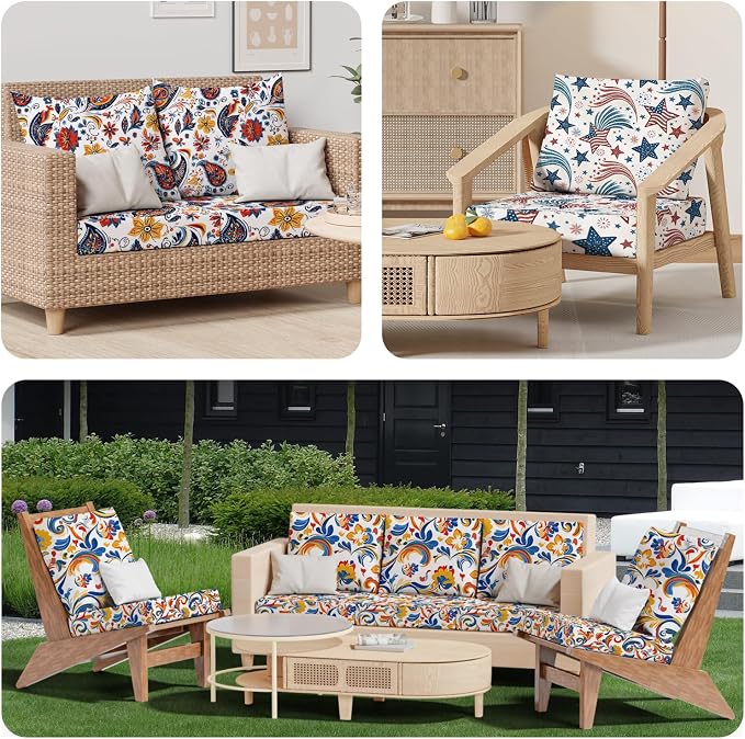 8Pcs Square Small Stretch Patio Cushion Covers, Couch & Sofa Replacement - Image 7