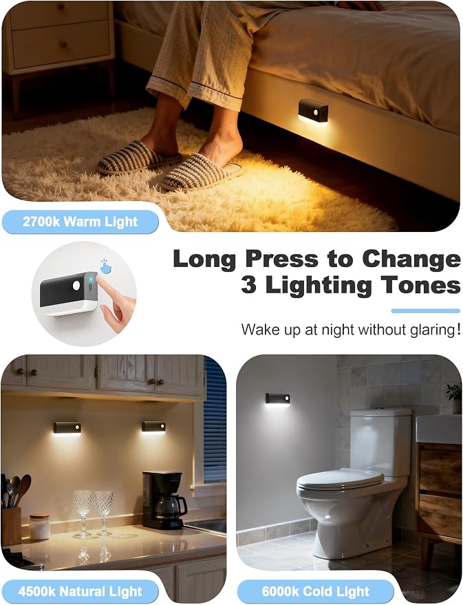VOLISUN Motion Sensor Night Light Indoor Rechargeable 6 Pack, Stair Lights - Image 5