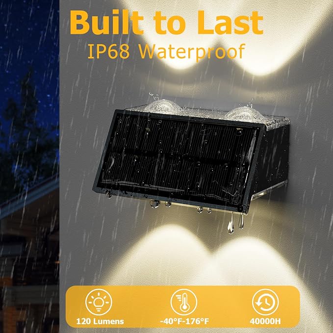 Solar Fence Lights Outdoor Waterproof, Warm & Cool White RGB Dusk to Dawn LED - Image 6