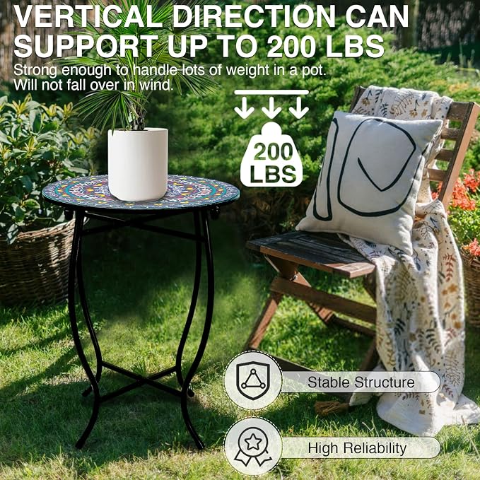 Fashion&cool Small Outdoor Side Table, Weather Resistant Metal Desk End Table - Image 6