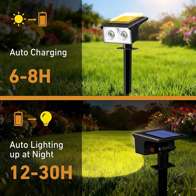 btfarm Solar Spot Lights Outdoor Waterproof, 4 Pack/3 Modes Motion Sensor Lights - Image 5