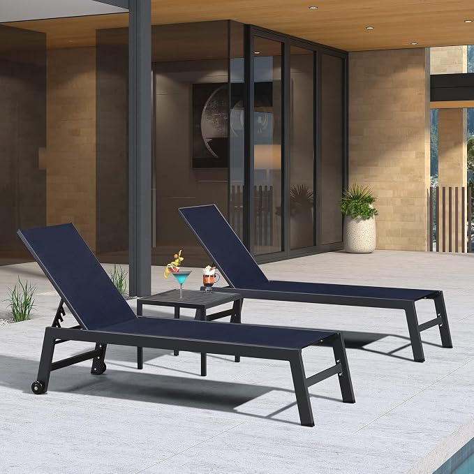 PURPLE LEAF Outdoor Patio Chaise Lounge Set 4 Pieces Pool Lounge Sunbathing - Image 2