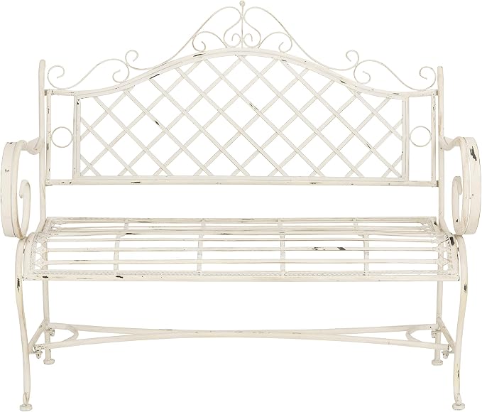 Safavieh PAT5017A Collection Adina Antique White Wrought Iron 51.25" Outdoor by SAFAVIEH