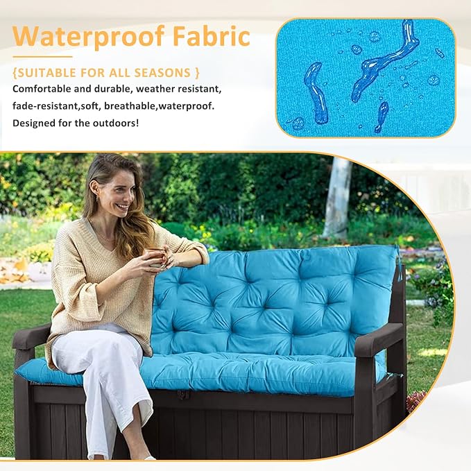 Swing Replacement Cushions for Outdoor: 2-3 Seater Waterproof Porch Bench - Image 6
