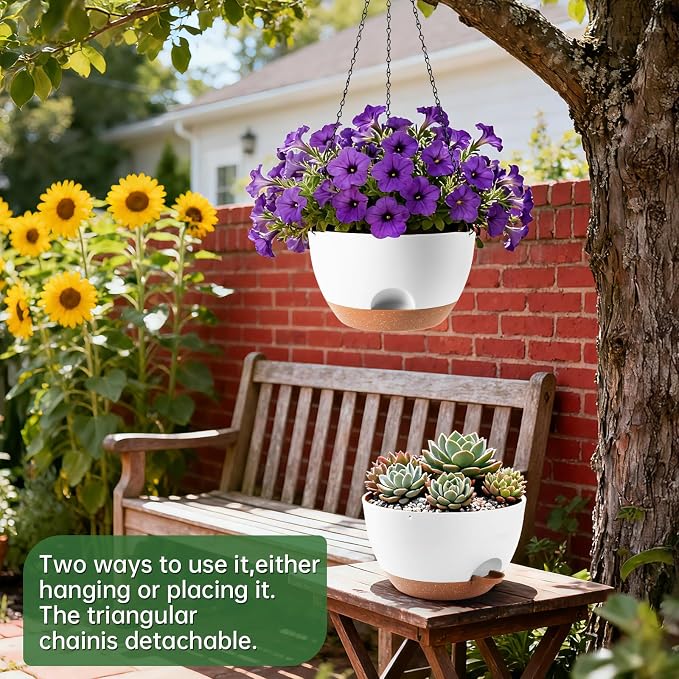 13-inch Oversized Hanging Planter Set of Two, Planters - Image 2