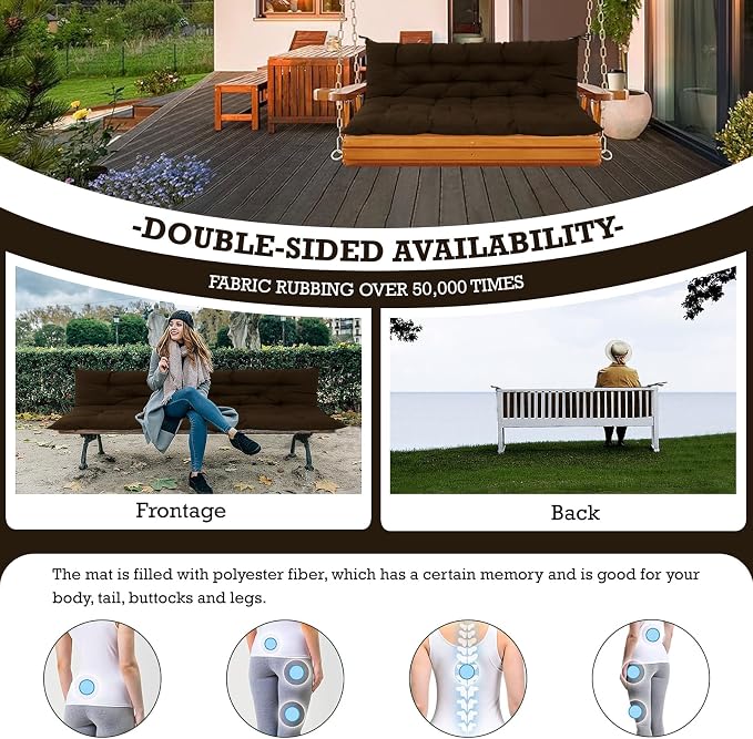Outside Benches Cushion with Backrest, Thicken Waterproof Swing Cushions 2/3 - Image 4