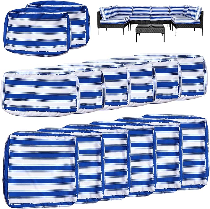 14Pcs Outdoor Cushion Covers Replacement Washable Waterproof UV w/Zipper - Image 2