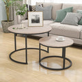 HOJINLINERO Round Coffee Table, Nesting Coffee Table Set of 2, Center Tables by HOJINLINERO