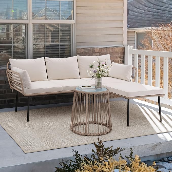 YITAHOME 3 Piece Patio Furniture Set Wicker Patio Sectional - Image 6