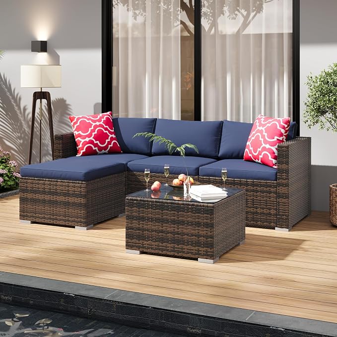 GAOMON 5-Piece All-Weather Patio Furniture Set, Convertible Outdoor Sectional - Image 9