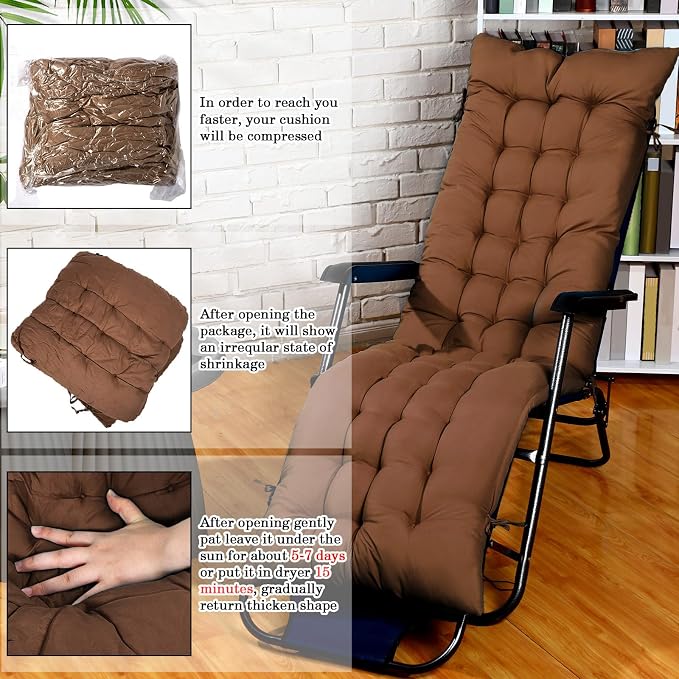 Bucherry 67 x 19 Inch Chaise Lounge Cushions Soft Lounge Chair Cushion Gravity - Image 4