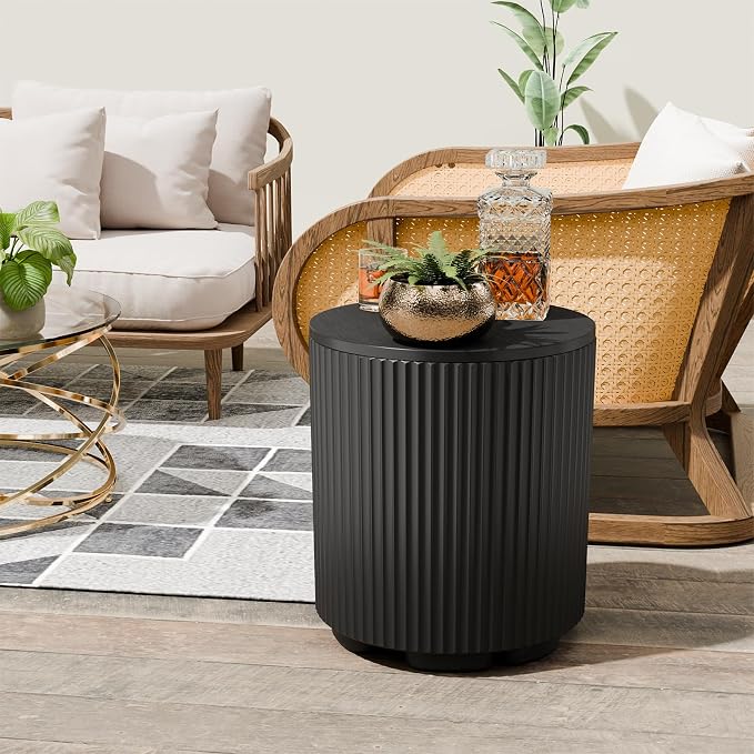 FONTOI Patio Side Table with Umbrella Hole, 11.5 Gallon Fillable Umbrella Stand - Image 5