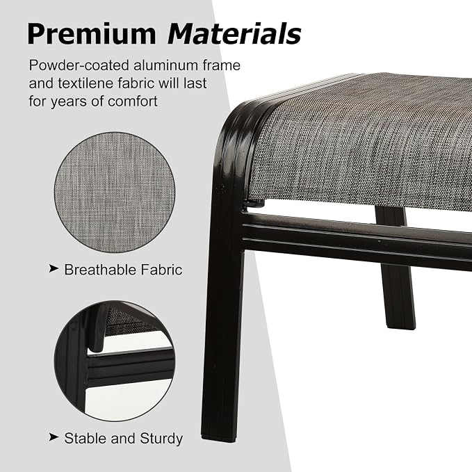 Patio Outdoor Ottoman Footstools Assembled Aluminum Footrest Side Table Small - Image 4